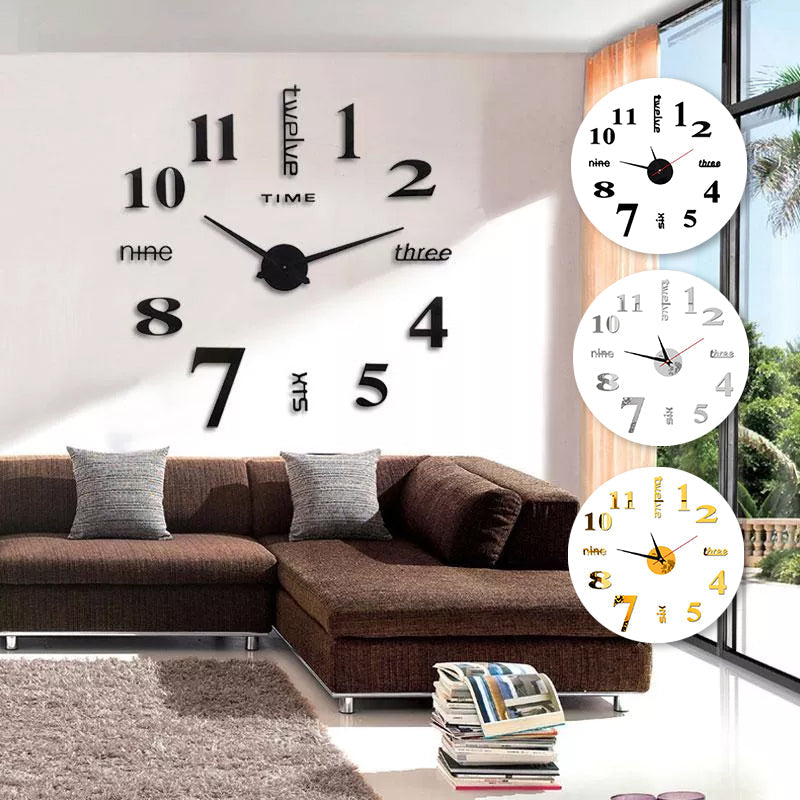 Frameless DIY Wall Clock Acrylic Numbers Silent Movement 3