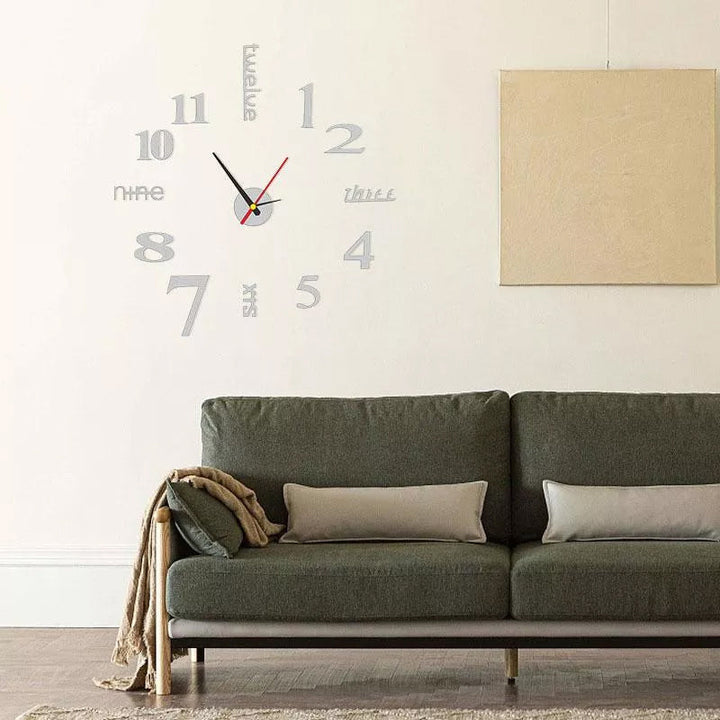 Frameless DIY Wall Clock Acrylic Numbers Silent Movement 5
