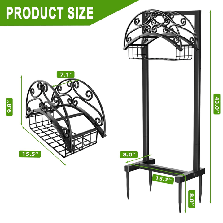 Freestanding Garden Hose Holder with Basket 150 ft 3