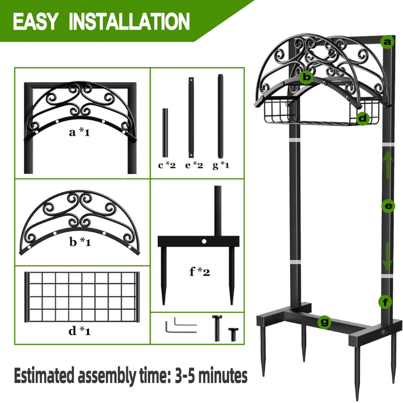 Freestanding Garden Hose Holder with Basket 150 ft 5