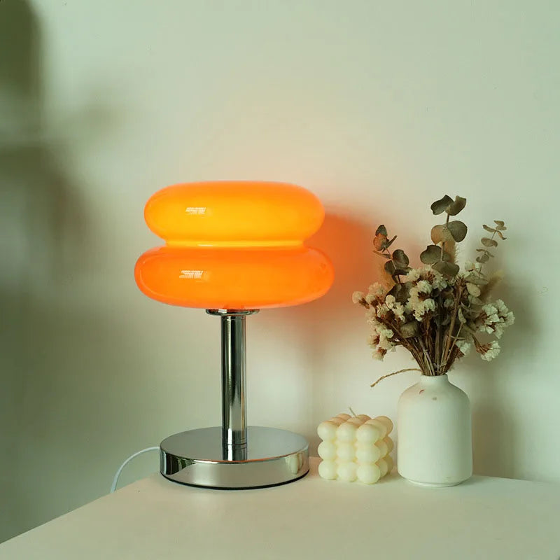 Glass Table Lamp with Chrome Base 11 Inch USB Powered 4