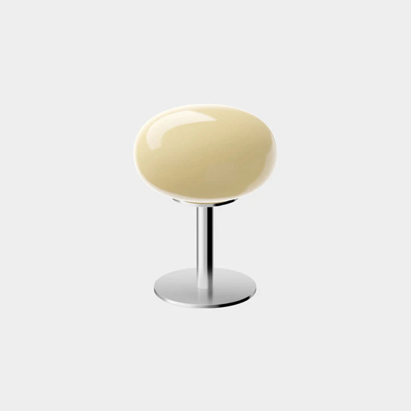 Glass Table Lamp with Chrome Base 11 Inch USB Powered Cream Dome 1