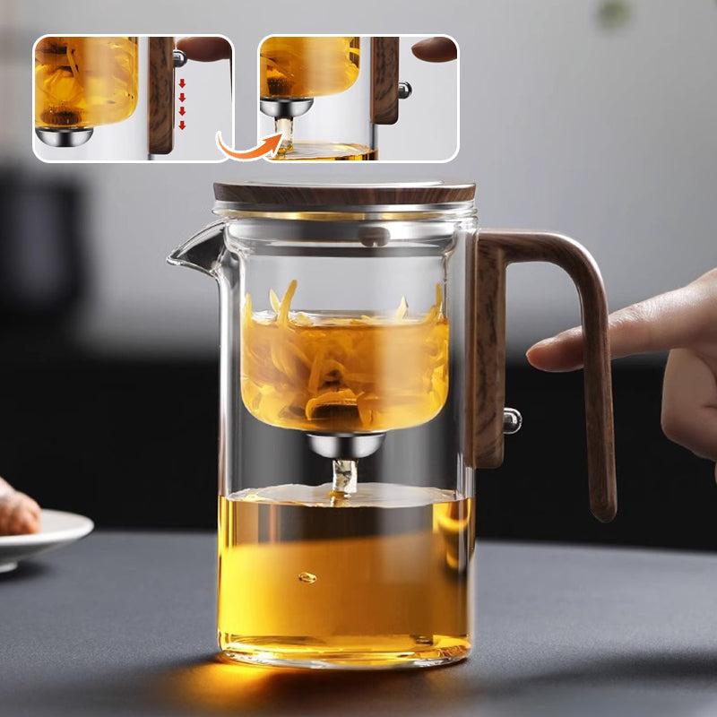 Glass Teapot with Infuser and Wooden Handle 2