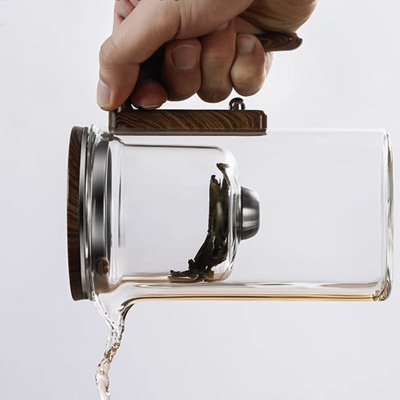 Glass Teapot with Infuser and Wooden Handle 6
