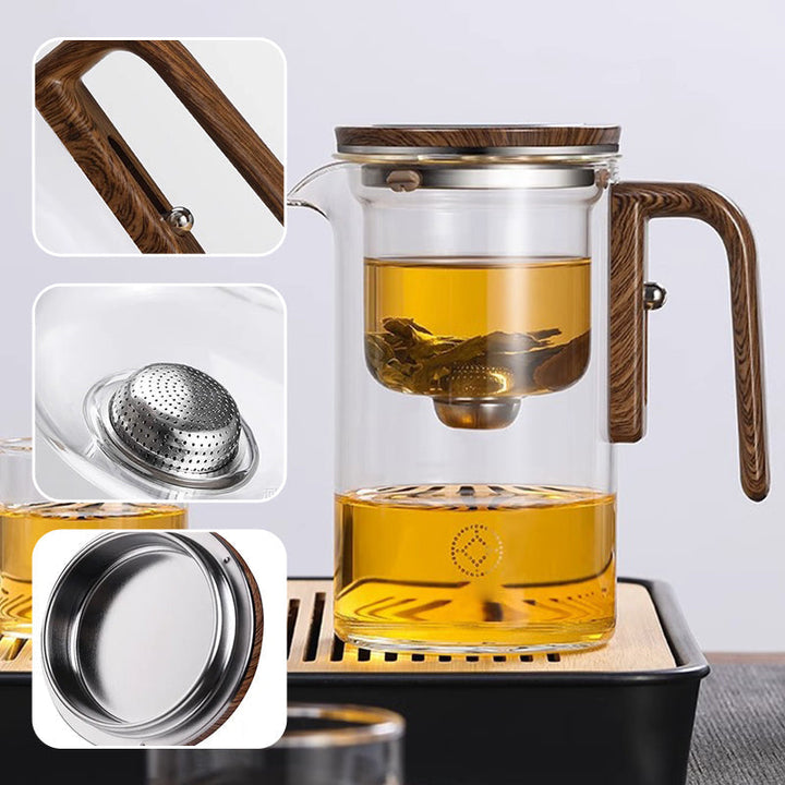 Glass Teapot with Infuser and Wooden Handle 7
