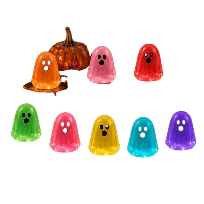 Glow in the Dark Mini Ghosts Resin 200 Pieces 8 Colors on white
