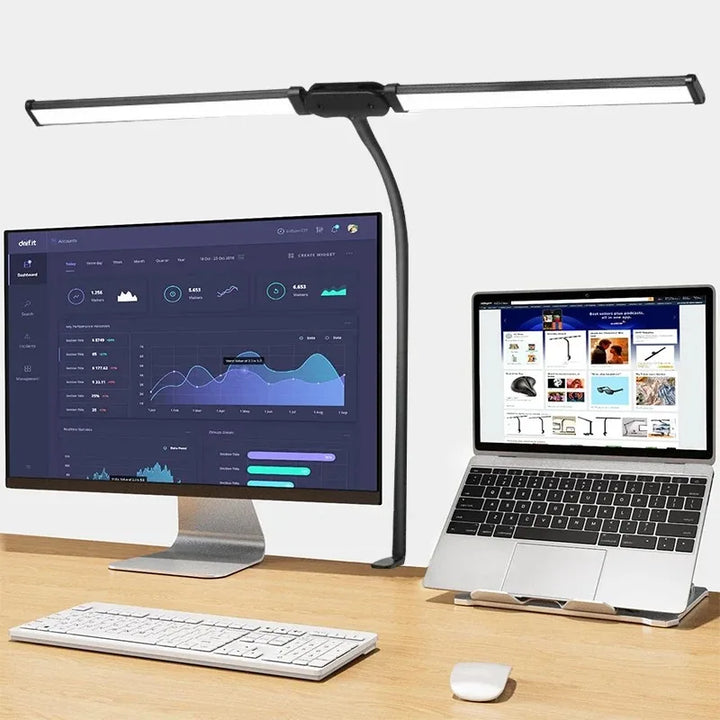 Gooseneck LED Desk Lamp Dimmable USB Powered Aluminum Set of 2 Double Head Black 1