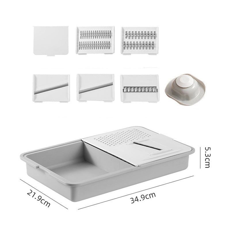 Grater and Drainer Cutting Board Set 6 in 1 Gray White 1