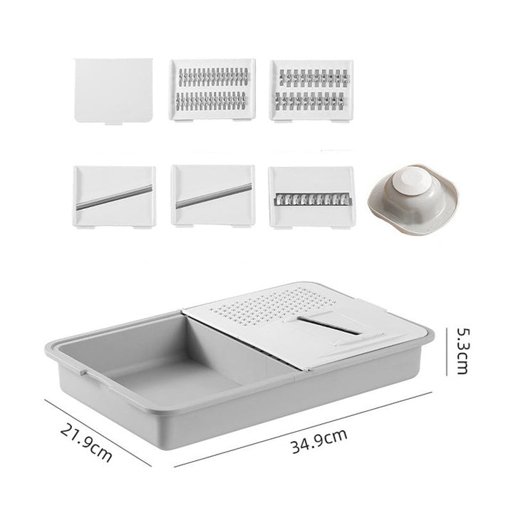 Grater and Drainer Cutting Board Set 6 in 1 Gray White 1