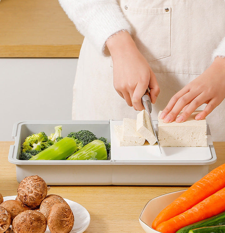 Grater and Drainer Cutting Board Set 6 in 1 Gray White 2