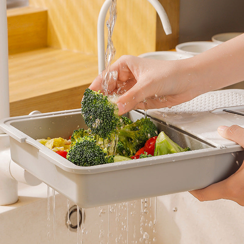 Grater and Drainer Cutting Board Set 6 in 1 Gray White 3