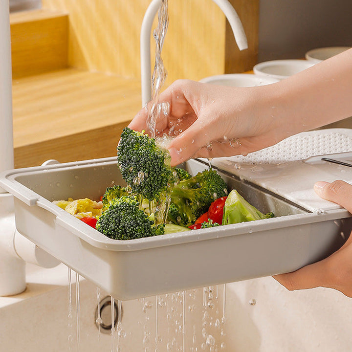 Grater and Drainer Cutting Board Set 6 in 1 Gray White 3
