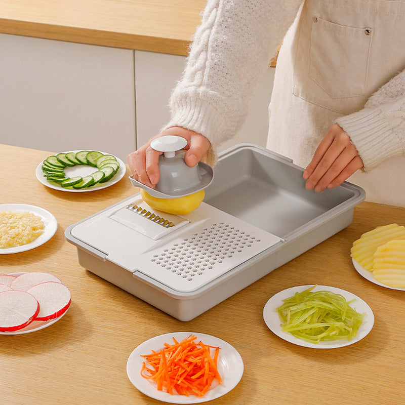 Grater and Drainer Cutting Board Set 6 in 1 Gray White 4