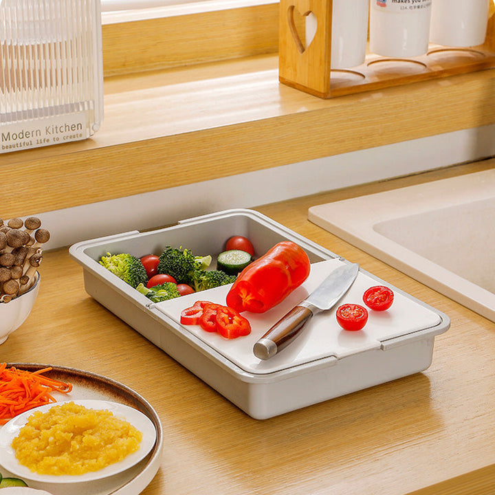 Grater and Drainer Cutting Board Set 6 in 1 Gray White 5