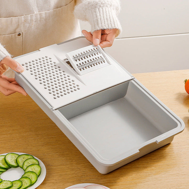 Grater and Drainer Cutting Board Set 6 in 1 Gray White 7