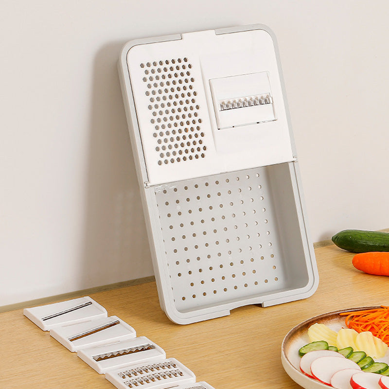 Grater and Drainer Cutting Board Set 6 in 1 Gray White 9