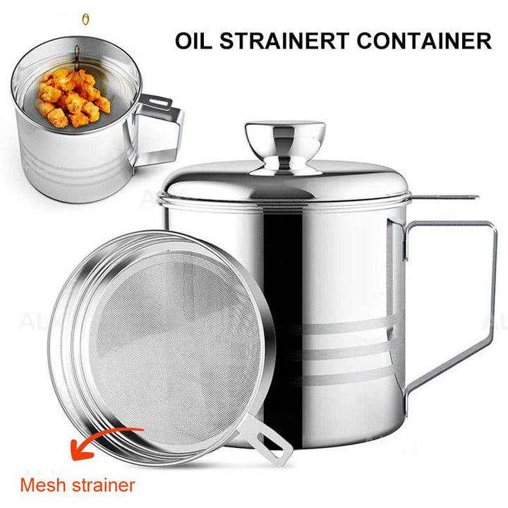 Grease Container with Strainer Stainless Steel 1.2 L 1