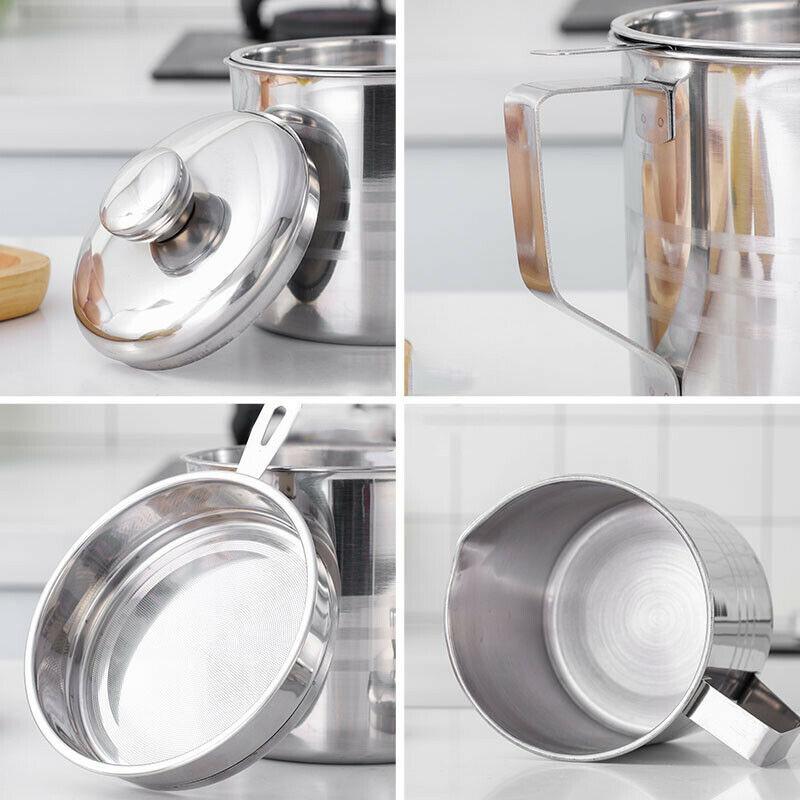 Grease Container with Strainer Stainless Steel 1.2 L 3