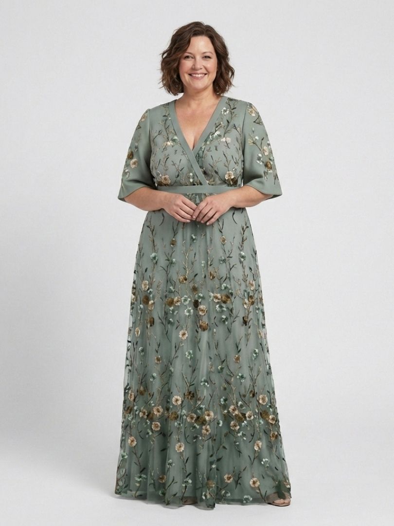 CLARA | ARM COVERAGE EMBROIDERED MAXI DRESS
