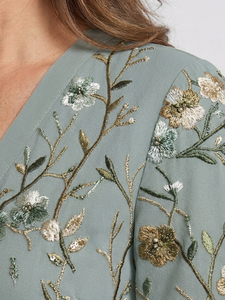 CLARA | ARM COVERAGE EMBROIDERED MAXI DRESS