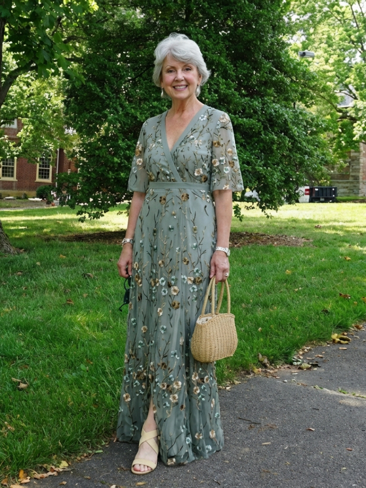 CLARA | ARM COVERAGE EMBROIDERED MAXI DRESS
