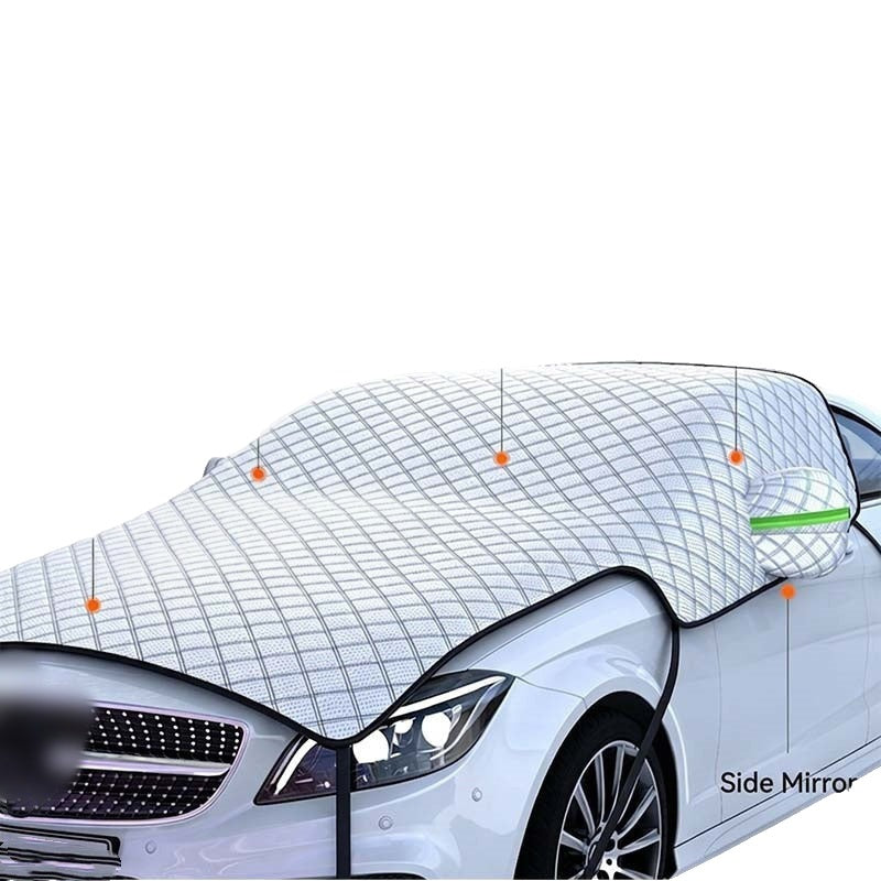 Half Car Cover Windshield and Hood Aluminum Foil on white