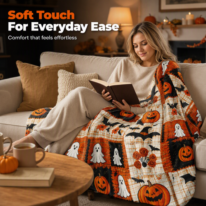 Halloween Patchwork Throw Blanket Flannel 1
