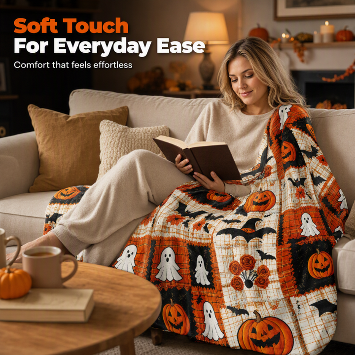 Halloween Patchwork Throw Blanket Flannel 1