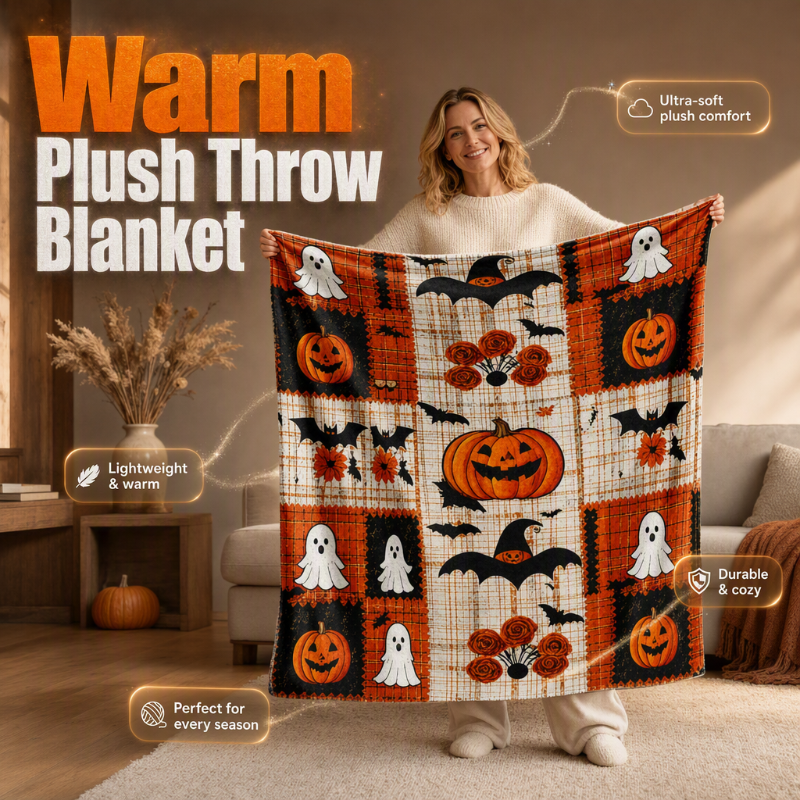 Halloween Patchwork Throw Blanket Flannel 3