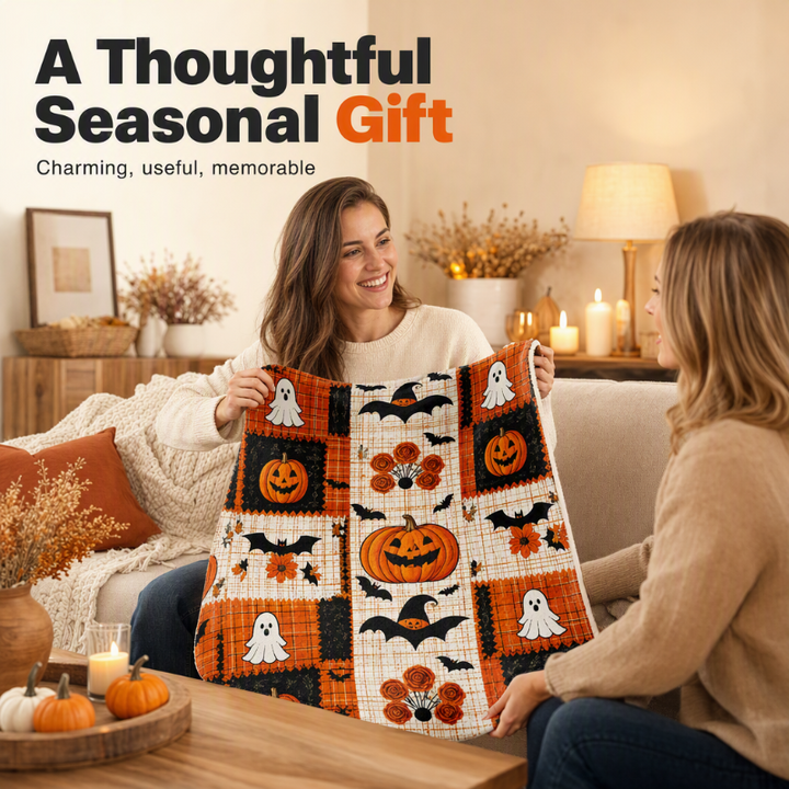 Halloween Patchwork Throw Blanket Flannel 7