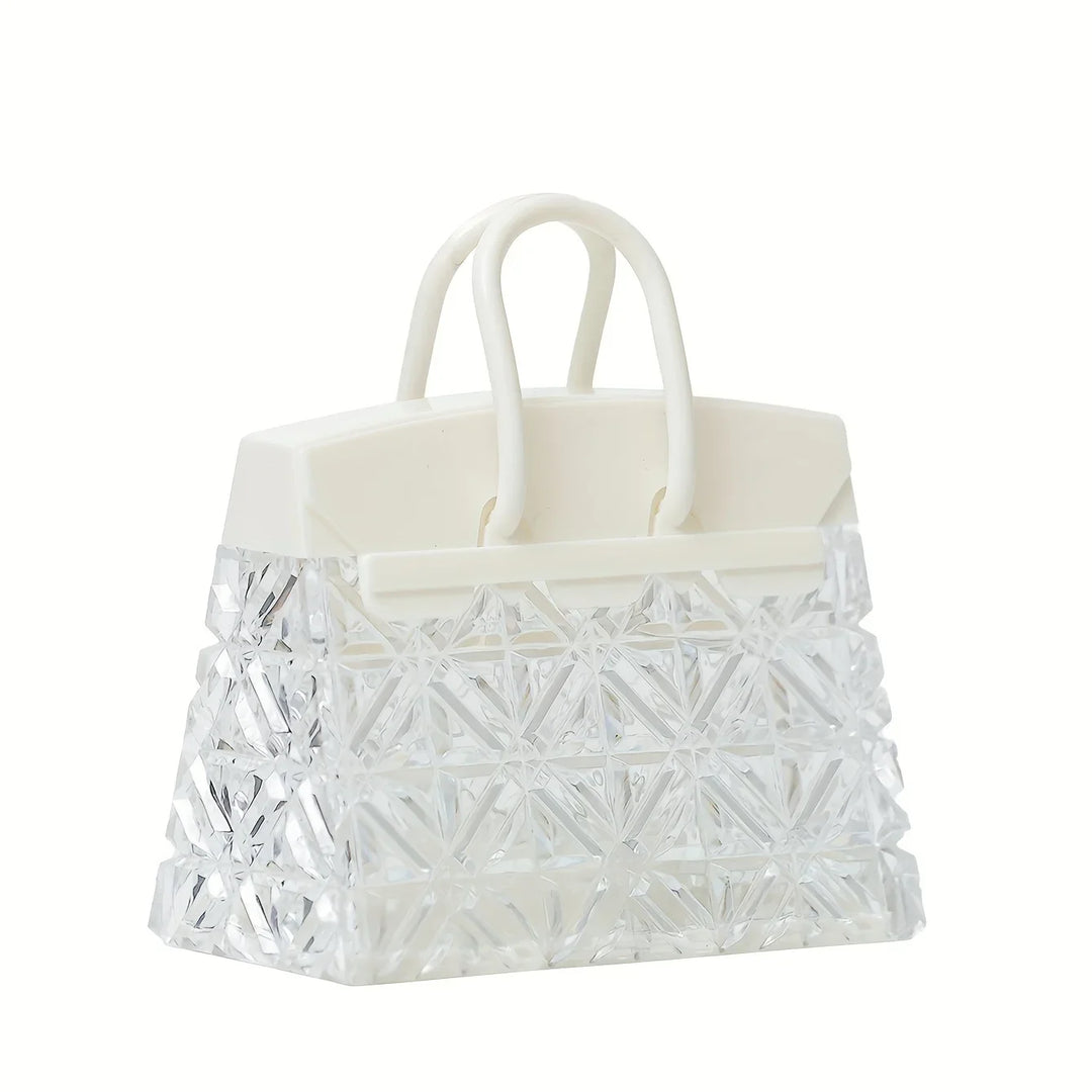 Handbag Shaped LED Table Lamp 5.3 x 4.5 Inch Clear Set of 2 1