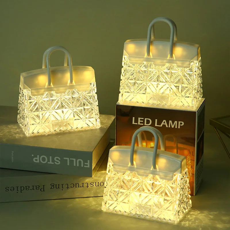 Handbag Shaped LED Table Lamp 5.3 x 4.5 Inch Clear Set of 2 2