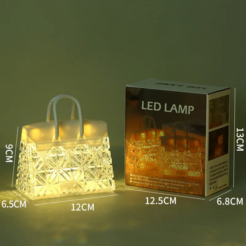 Handbag Shaped LED Table Lamp 5.3 x 4.5 Inch Clear Set of 2 3