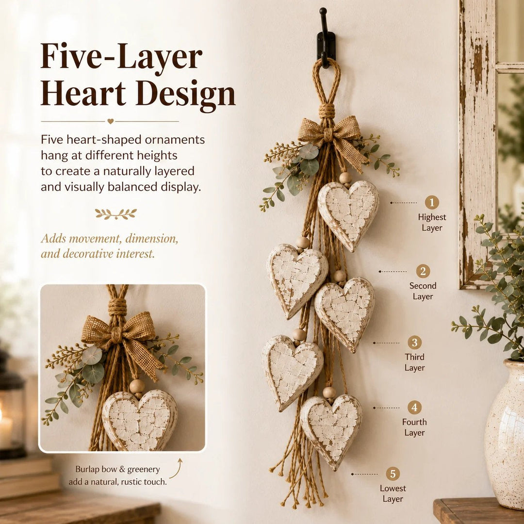 Hanging Heart Wall Decor Rustic Jute 22.8 Inch 2