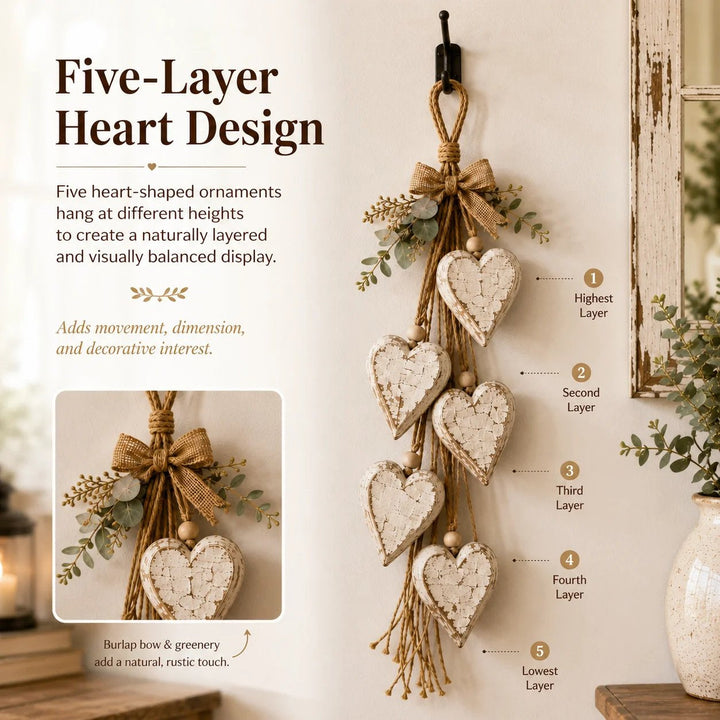 Hanging Heart Wall Decor Rustic Jute 22.8 Inch 2