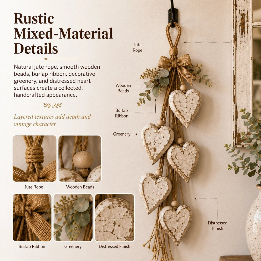 Hanging Heart Wall Decor Rustic Jute 22.8 Inch 4