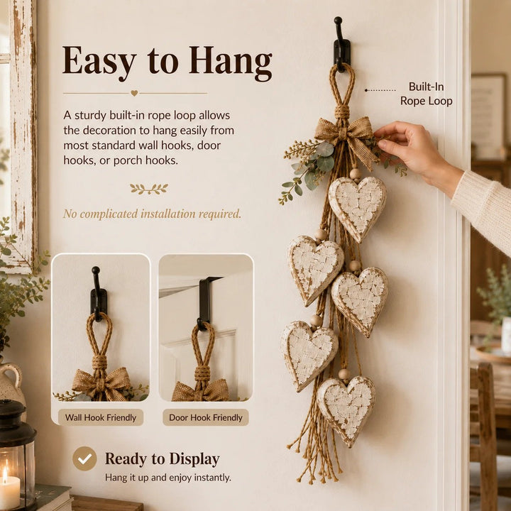 Hanging Heart Wall Decor Rustic Jute 22.8 Inch 5