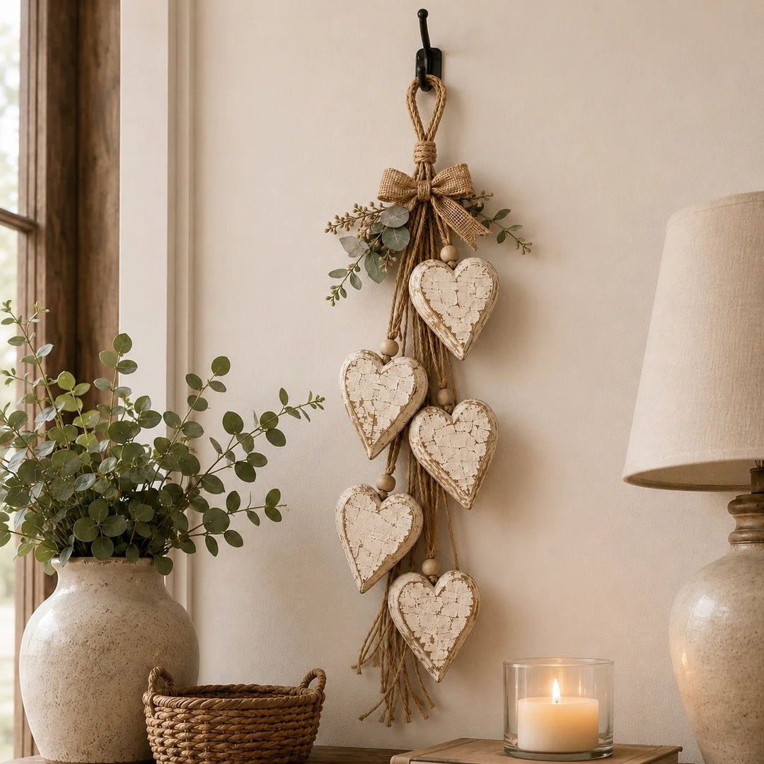 Hanging Heart Wall Decor Rustic Jute 22.8 Inch Rustic Neutral 1