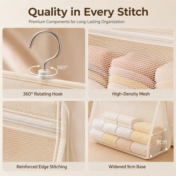 Hanging Mesh Closet Organizer Bag Set of 2 3