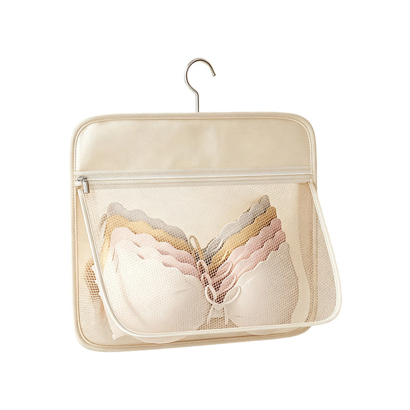 Hanging Mesh Closet Organizer Bag Set of 2 Beige 1