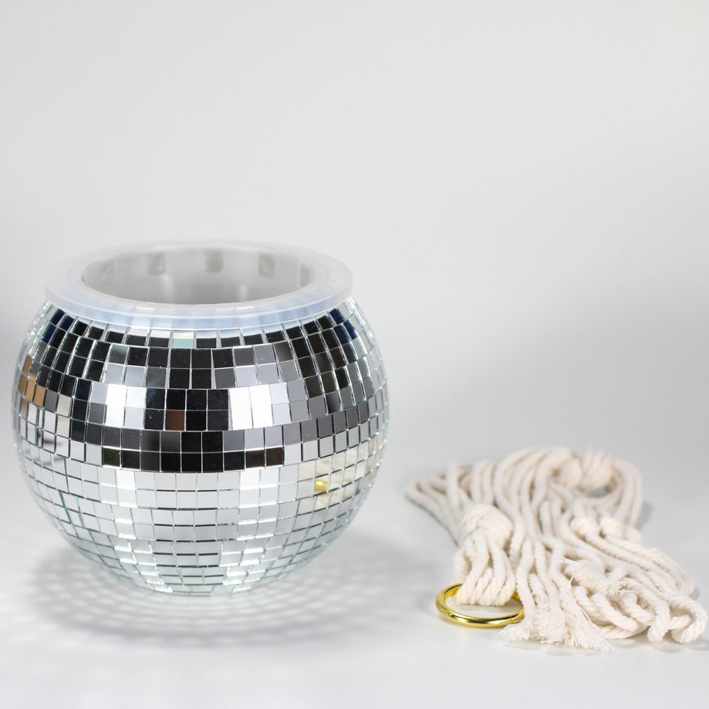 Hanging Planter Disco Ball Mirror with Cotton Rope 1