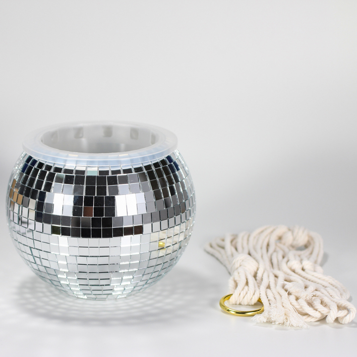 Hanging Planter Disco Ball Mirror with Cotton Rope 1
