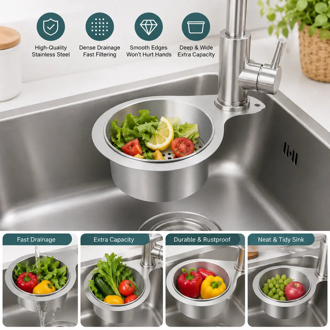 Hanging Sink Strainer Basket Stainless Steel Set of 2 5