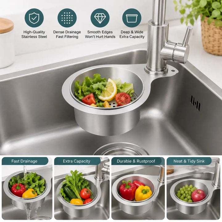 Hanging Sink Strainer Basket Stainless Steel Set of 2 5