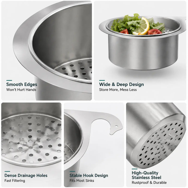 Hanging Sink Strainer Basket Stainless Steel Set of 2 6