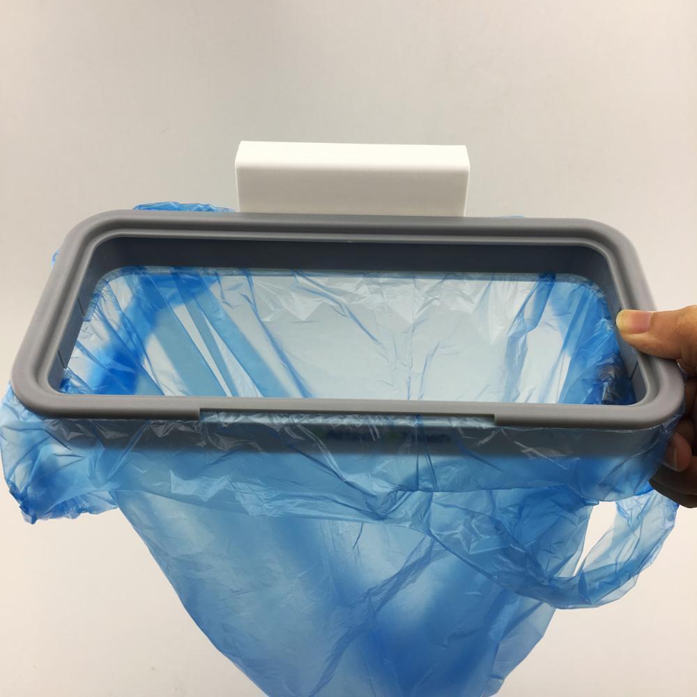 Hanging Trash Bag Holder for Cabinet Doors with Lid 2