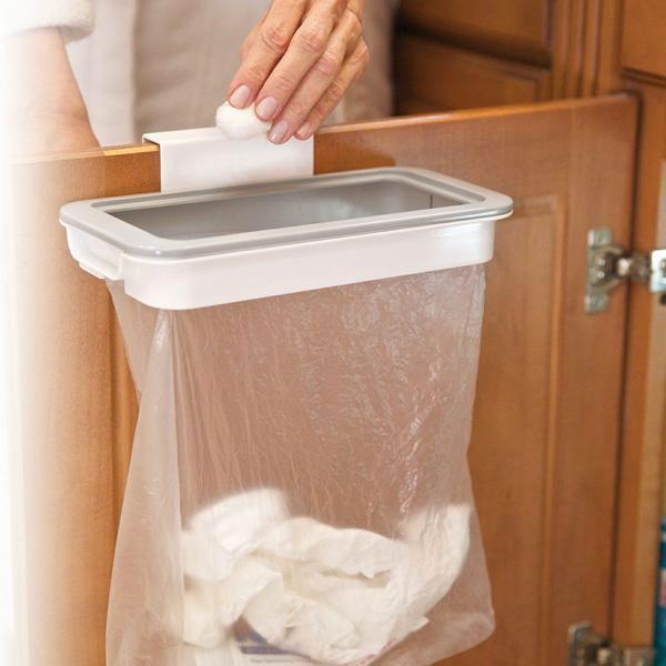 Hanging Trash Bag Holder for Cabinet Doors with Lid 8