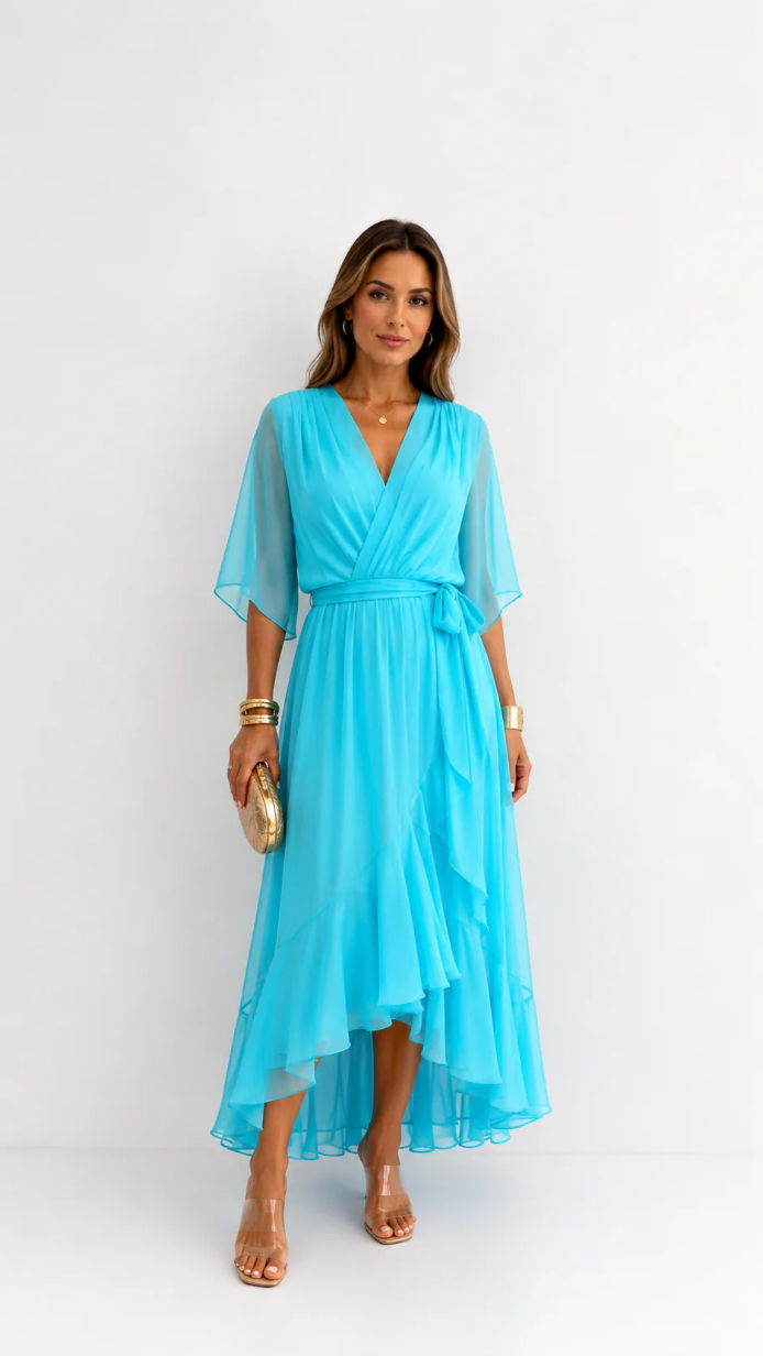 LOTTIE | TUMMY COVERAGE WRAP MAXI DRESS