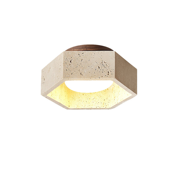 Hexagon Travertine Flush Mount Ceiling Light 6.7 in Set of 2 5