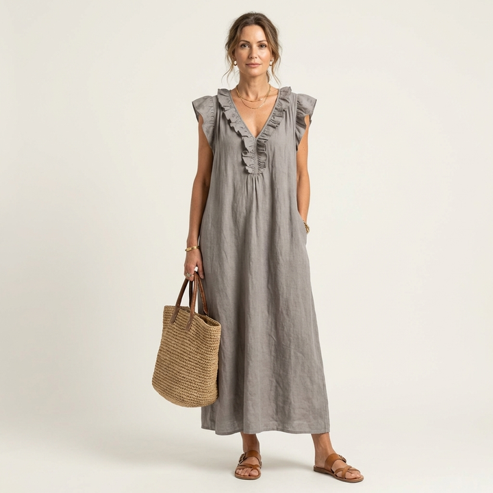 HAZEL | TUMMY COVERAGE LINEN MAXI DRESS